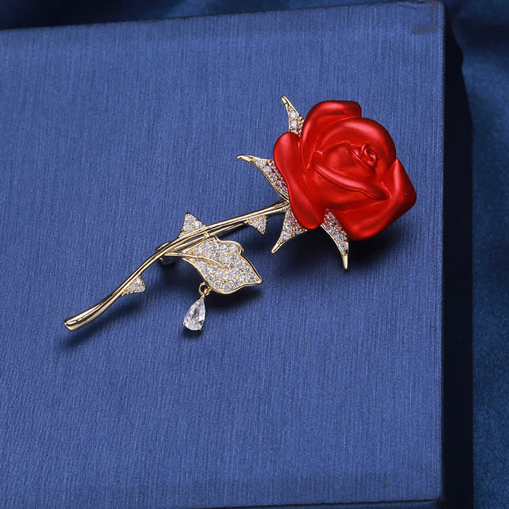 Elegante spilla in zircone rosa rossa delicata - image 3