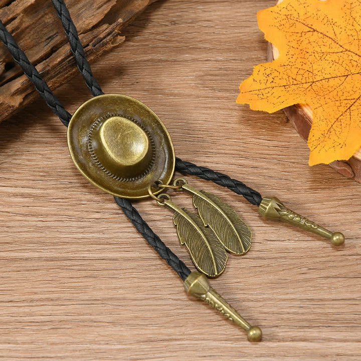 Cravatta Bolo con pendente a forma di cappello da cowboy in bronzo vintage - Stile n. 3 - image 7