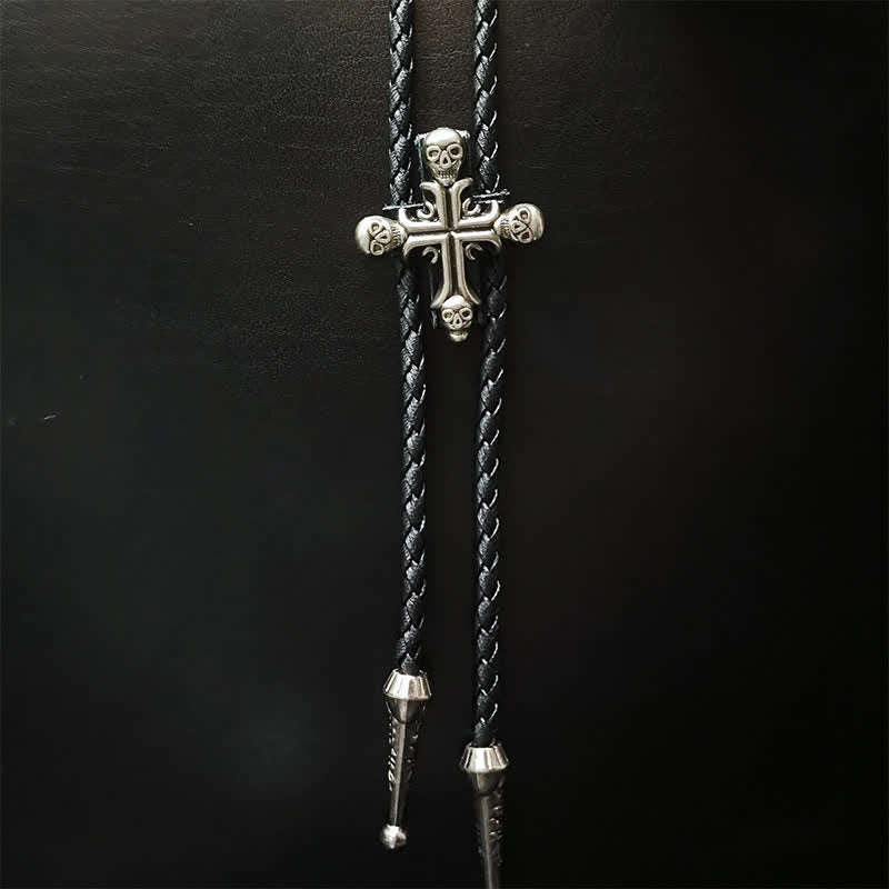 Cravatta Bolo con ciondolo in argento con testa di teschio in stile punk - Stile n. 1 - image 2