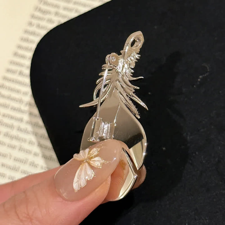 Spilla con ciondolo a forma di piuma con strass lucidi da donna - image 3