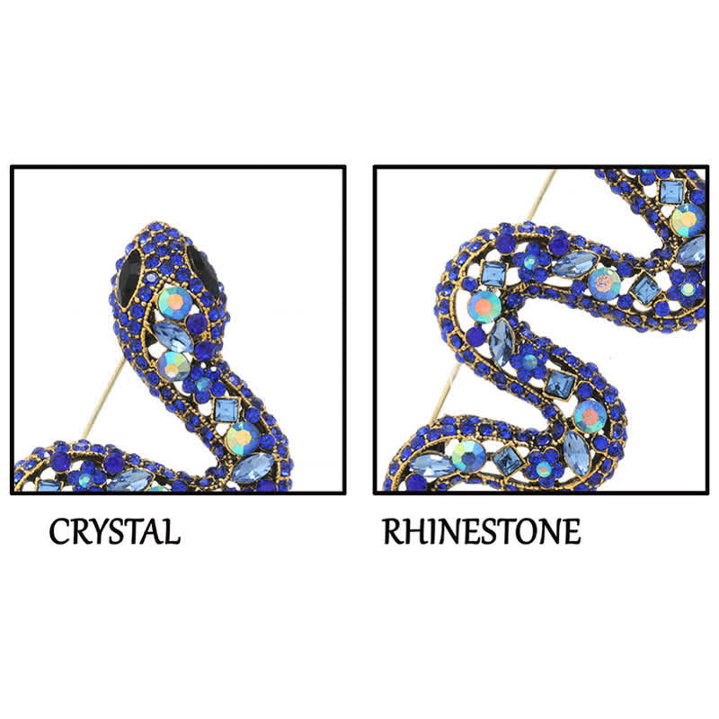 Spilla con strass di cristallo scintillante a forma di serpente selvaggio - image 6
