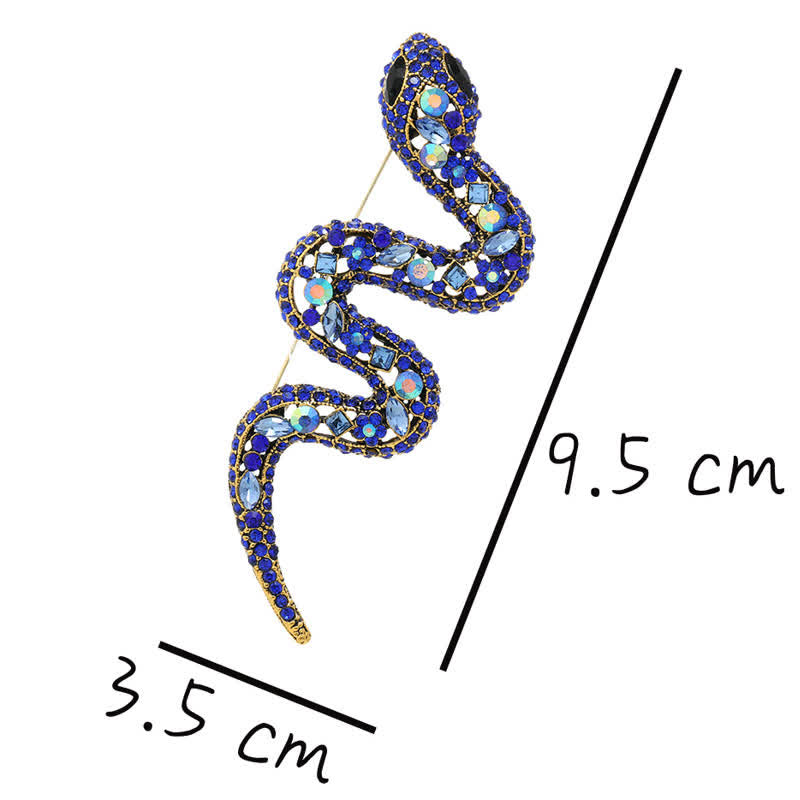 Spilla con strass di cristallo scintillante a forma di serpente selvaggio - image 7