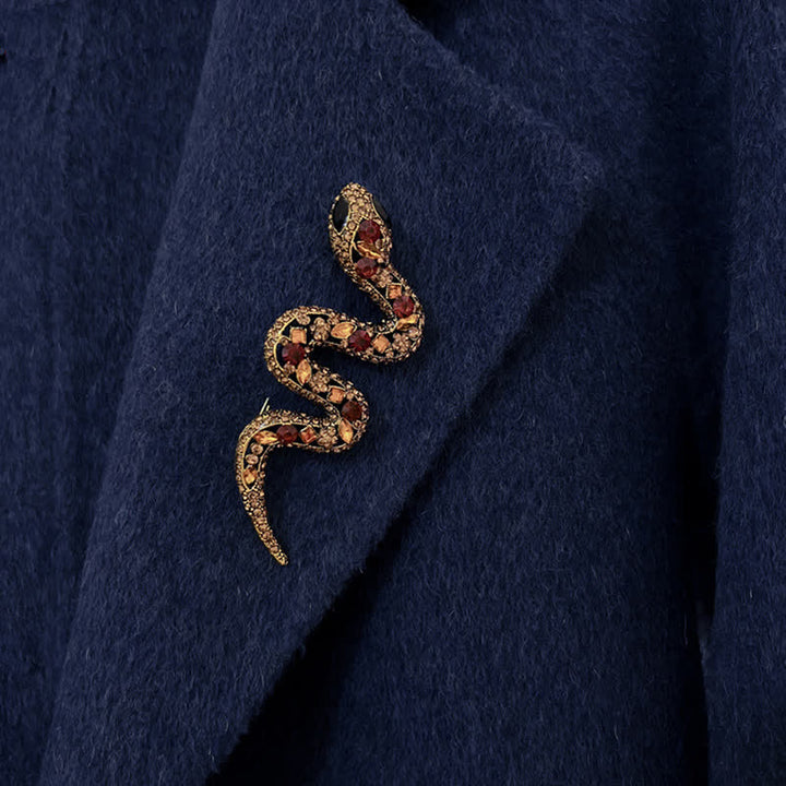 Spilla con strass di cristallo scintillante a forma di serpente selvaggio - image 1