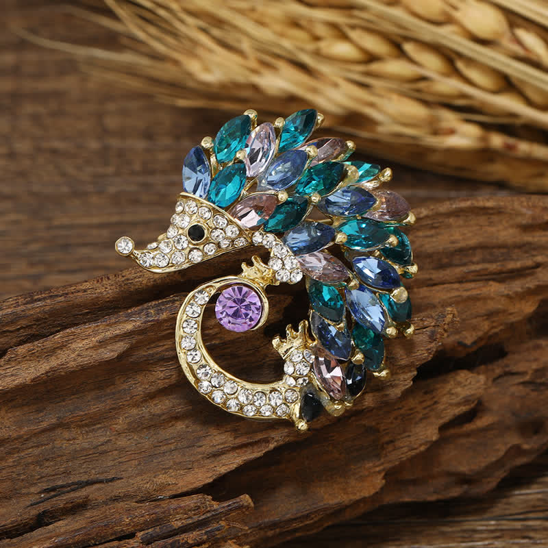 Spilla a forma di riccio con strass multicolor - Blu - image 0