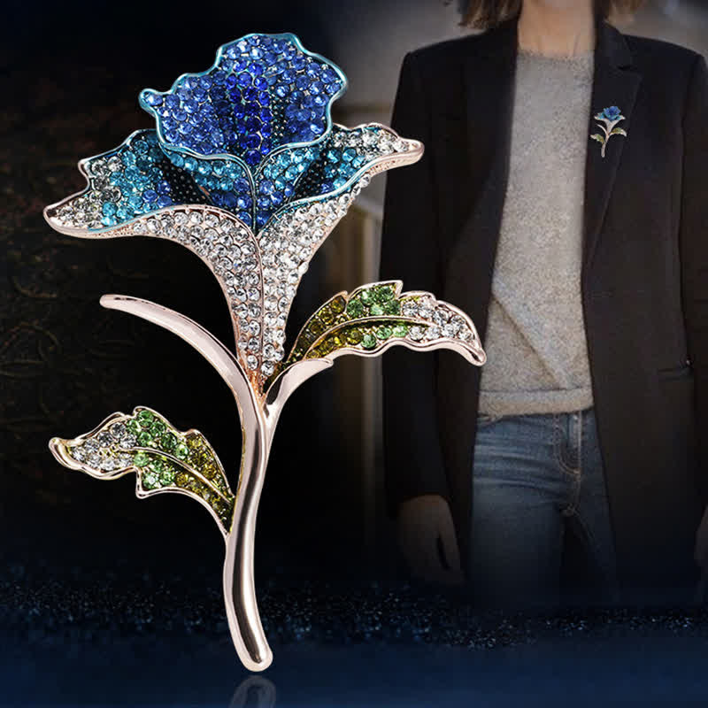 Graziosa spilla con fiore di orchidea e strass - image 3