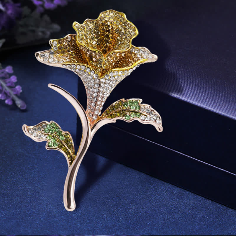 Graziosa spilla con fiore di orchidea e strass - image 5