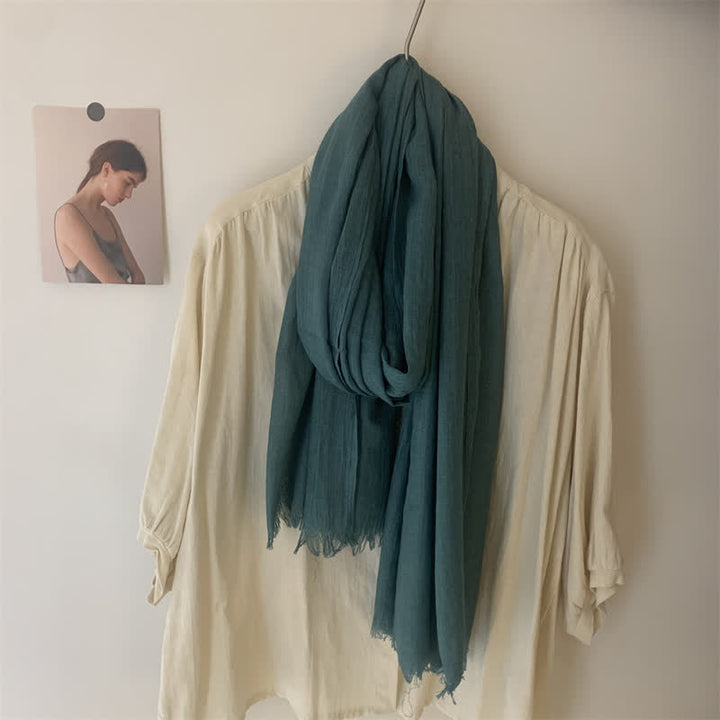 Sciarpa sottile in cotone e lino tinta unita in voile estivo - image 19