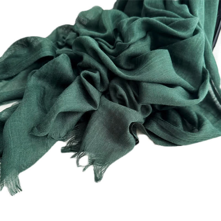 Sciarpa sottile in cotone e lino tinta unita in voile estivo - #16 Verde scuro - image 18