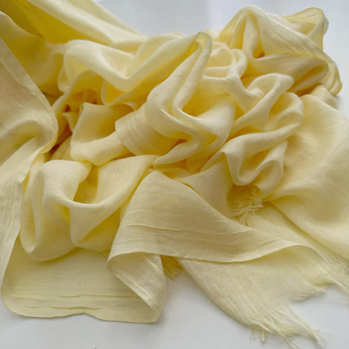 Sciarpa sottile in cotone e lino tinta unita in voile estivo - #28 Giallo chiaro - image 35