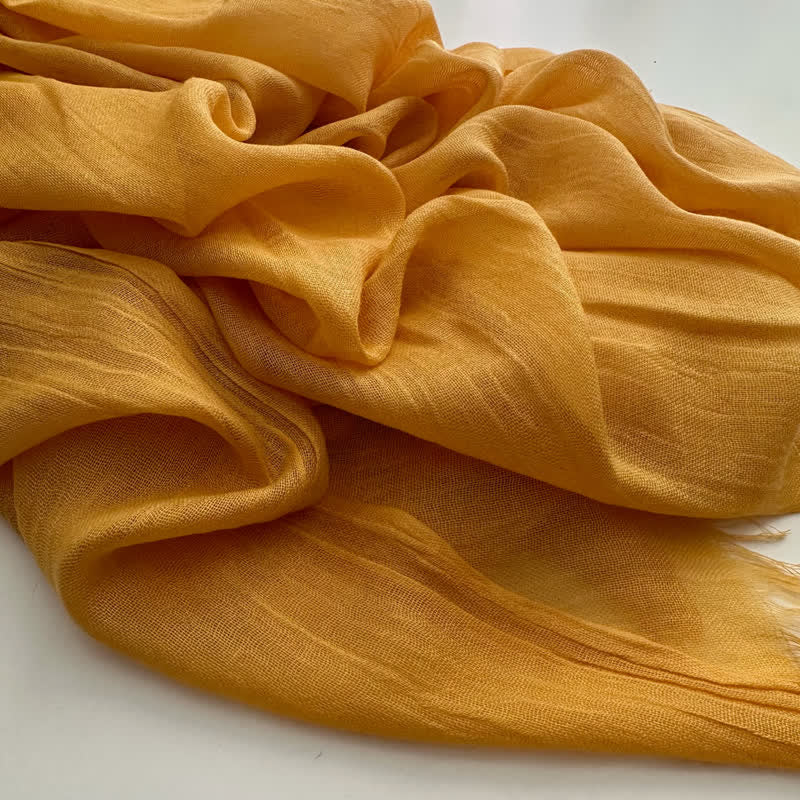 Sciarpa sottile in cotone e lino tinta unita in voile estivo - #26 Giallo - image 31