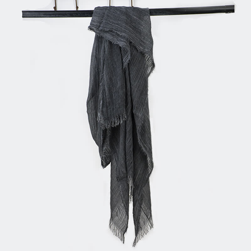 Sciarpa sottile in lino e cotone leggero con design antirughe - Nero - image 3