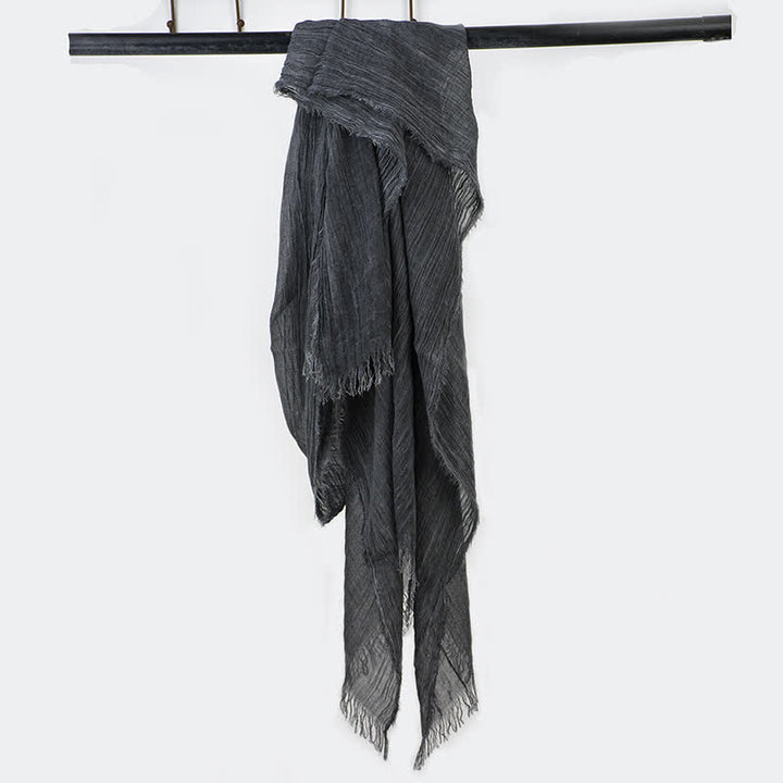 Sciarpa sottile in lino e cotone leggero con design antirughe - Nero - image 3