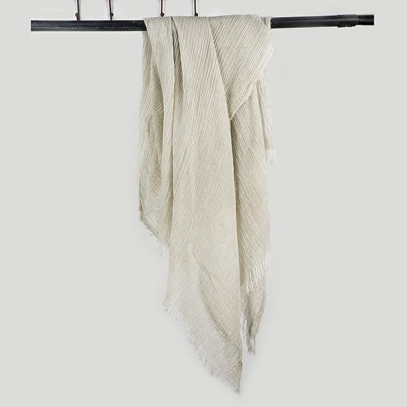 Sciarpa sottile in lino e cotone leggero con design antirughe - Avorio - image 6