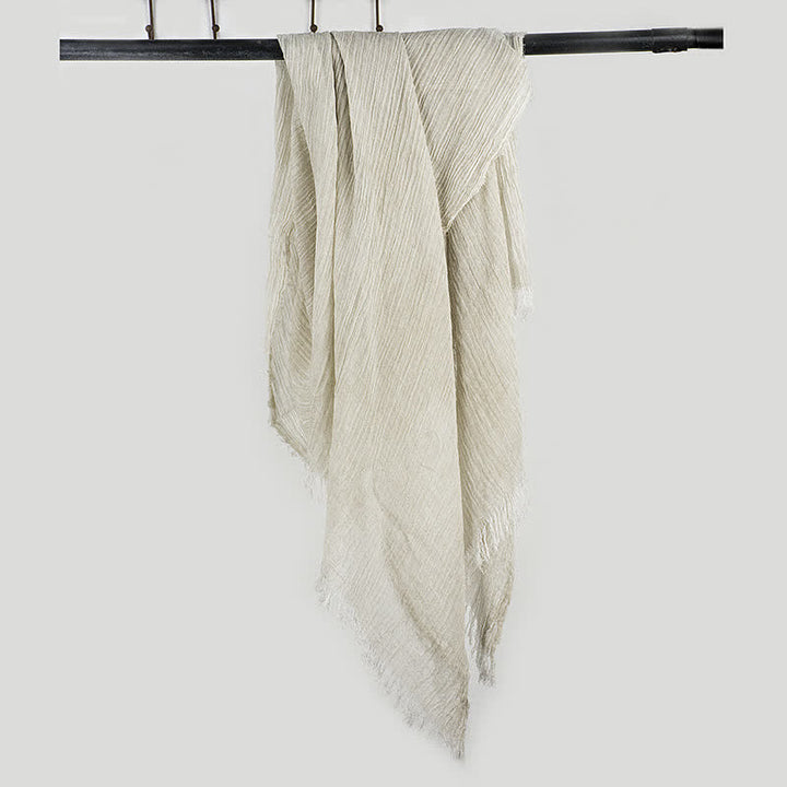 Sciarpa sottile in lino e cotone leggero con design antirughe - Avorio - image 6
