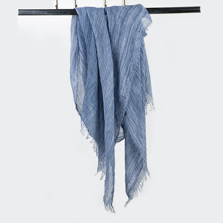 Sciarpa sottile in lino e cotone leggero con design antirughe - Blu - image 5