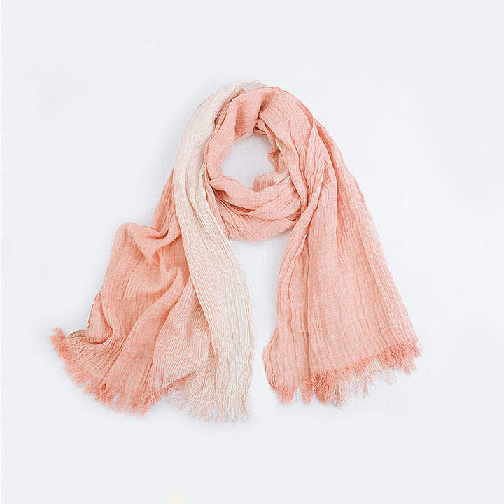 Sciarpa sottile in cotone stropicciato a righe bicolore - Rosa - image 13