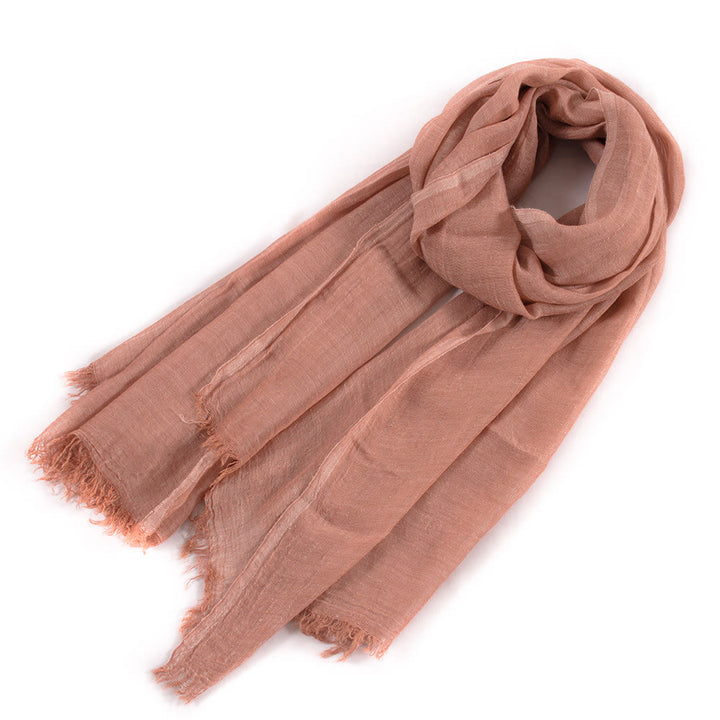 Sciarpa estiva leggera plissettata vintage tinta unita - Rosa polveroso - image 17
