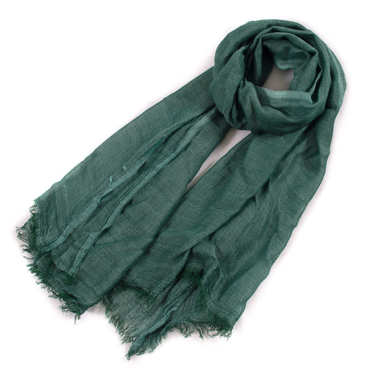 Sciarpa estiva leggera plissettata vintage tinta unita - Verde scuro - image 11
