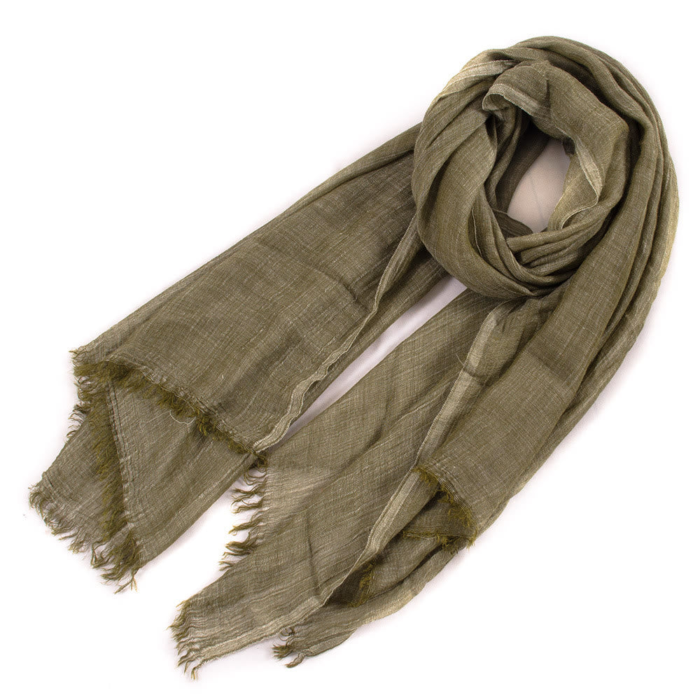 Sciarpa estiva leggera plissettata vintage tinta unita - Verde militare - image 0