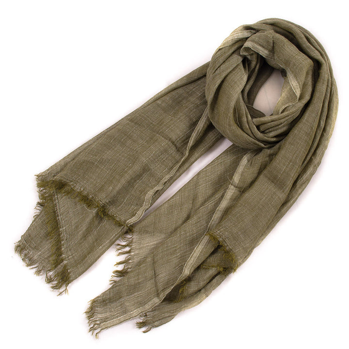 Sciarpa estiva leggera plissettata vintage tinta unita - Verde militare - image 0