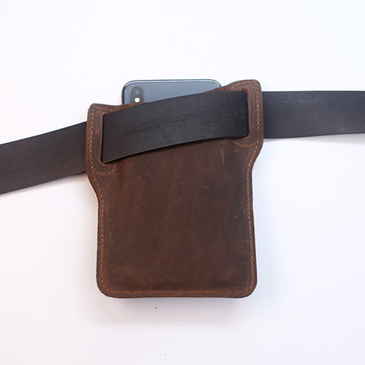 Borsa da cintura in vera pelle con ciondolo per cellulare da caffè - image 11