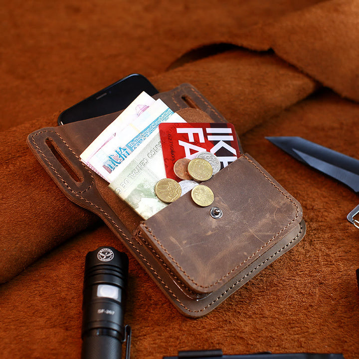 Borsa da cintura in vera pelle con ciondolo per cellulare da caffè - image 3