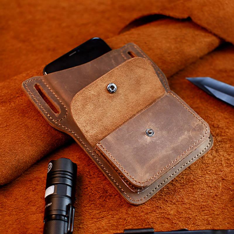 Borsa da cintura in vera pelle con ciondolo per cellulare da caffè - image 4