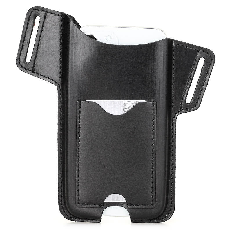 Fondina versatile per cellulare in pelle da appendere alla cintura. - Nero - Destro - Per 6,7 pollici - image 3