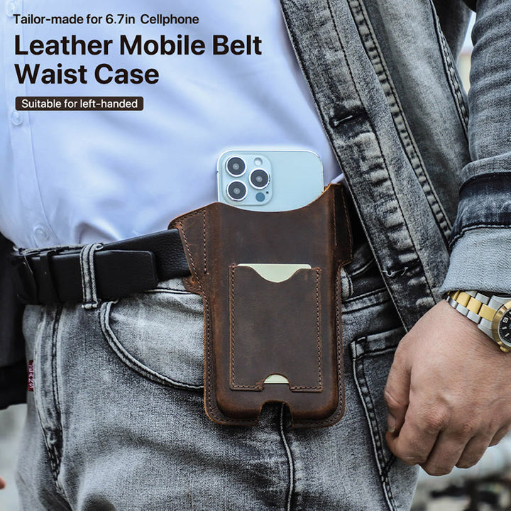 Fondina versatile per cellulare in pelle da appendere alla cintura. - image 1