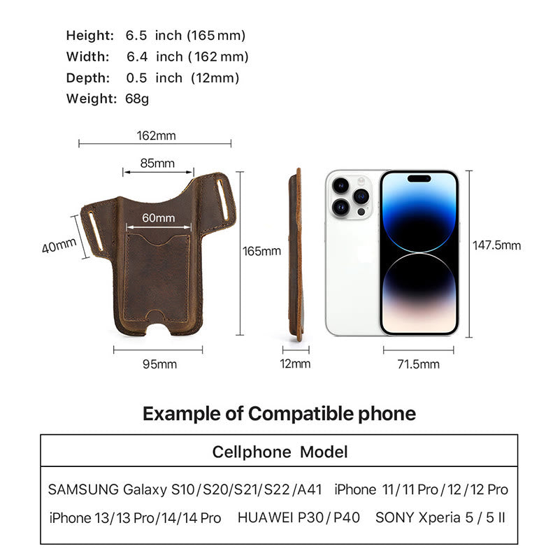 Fondina versatile per cellulare in pelle da appendere alla cintura. - image 11