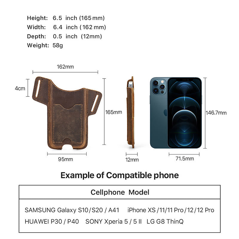 Fondina versatile per cellulare in pelle da appendere alla cintura. - image 12