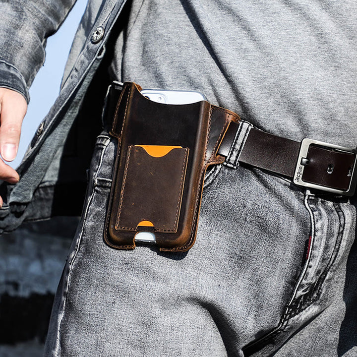 Fondina versatile per cellulare in pelle da appendere alla cintura. - image 0