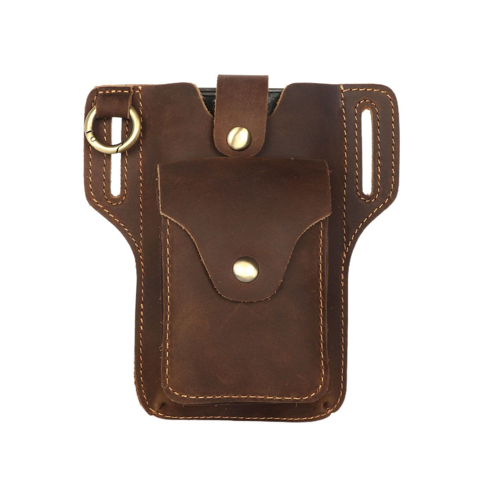 Porta cellulare vintage in pelle con cintura da appendere e portachiavi - image 1