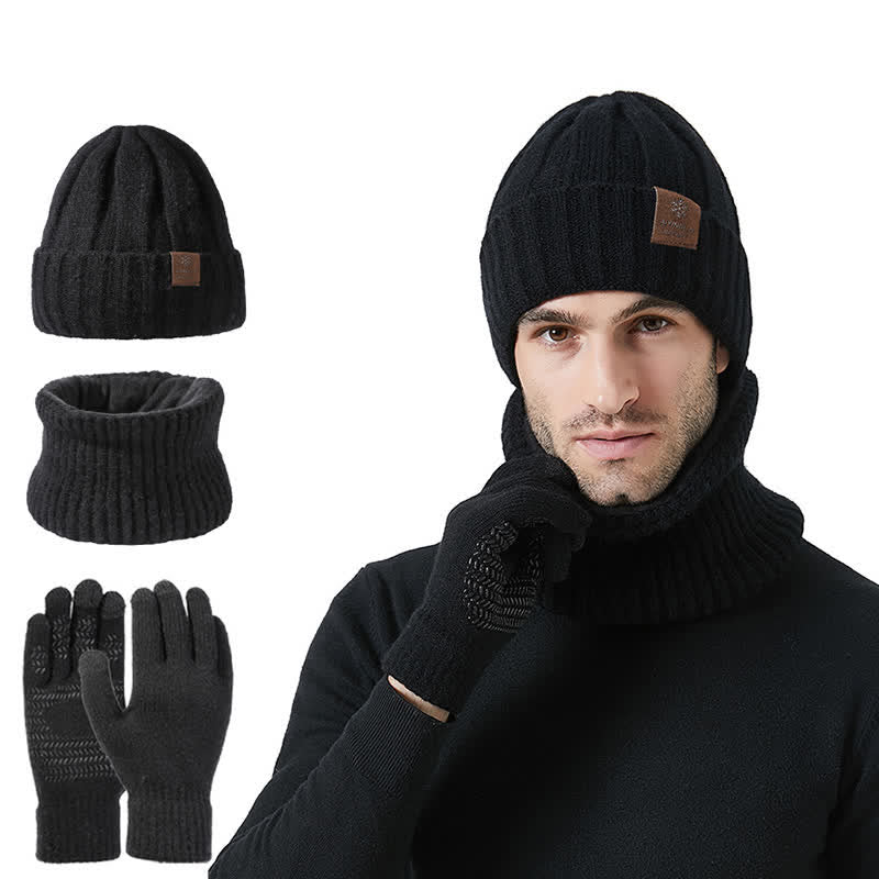 Set di 3 guanti scaldacollo unisex tinta unita - Nero - Regolabile (22"-23 1/4") - image 9