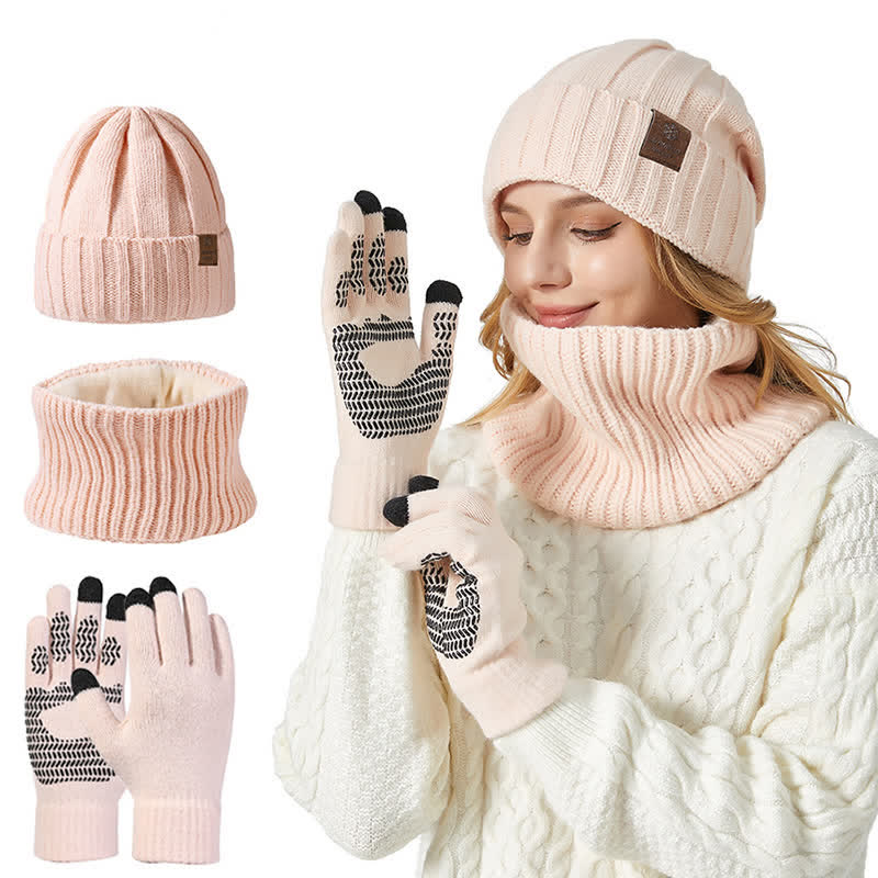 Set di 3 guanti scaldacollo unisex tinta unita - Rosa - Regolabile (22"-23 1/4") - image 2