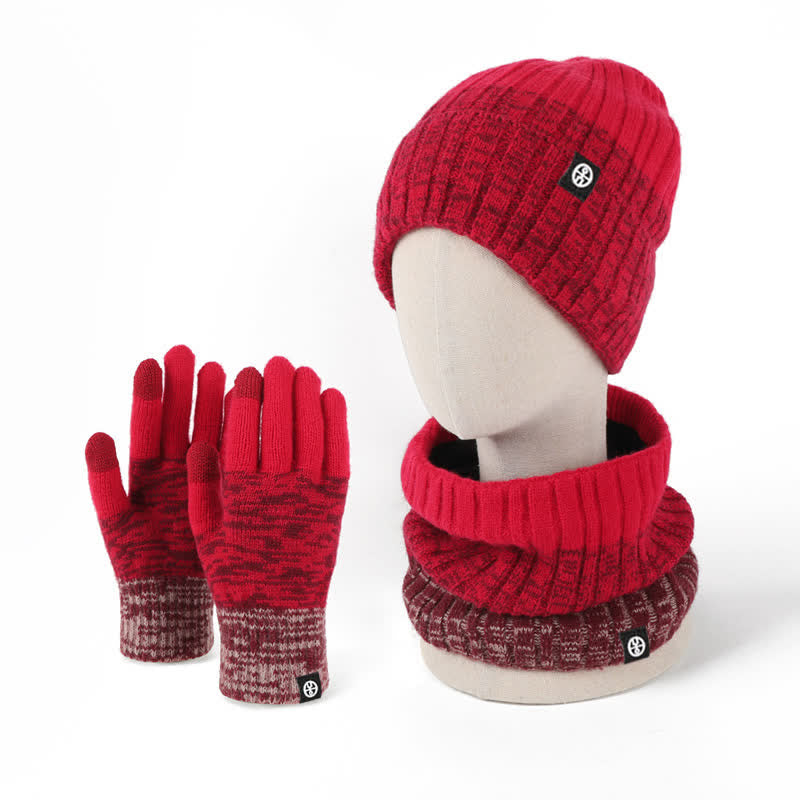 Set di 3 guanti scaldacollo e cappello abbinati con colori sfumati unisex - image 12