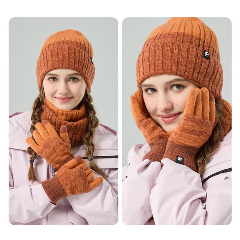 Set di 3 guanti scaldacollo e cappello abbinati con colori sfumati unisex - image 16