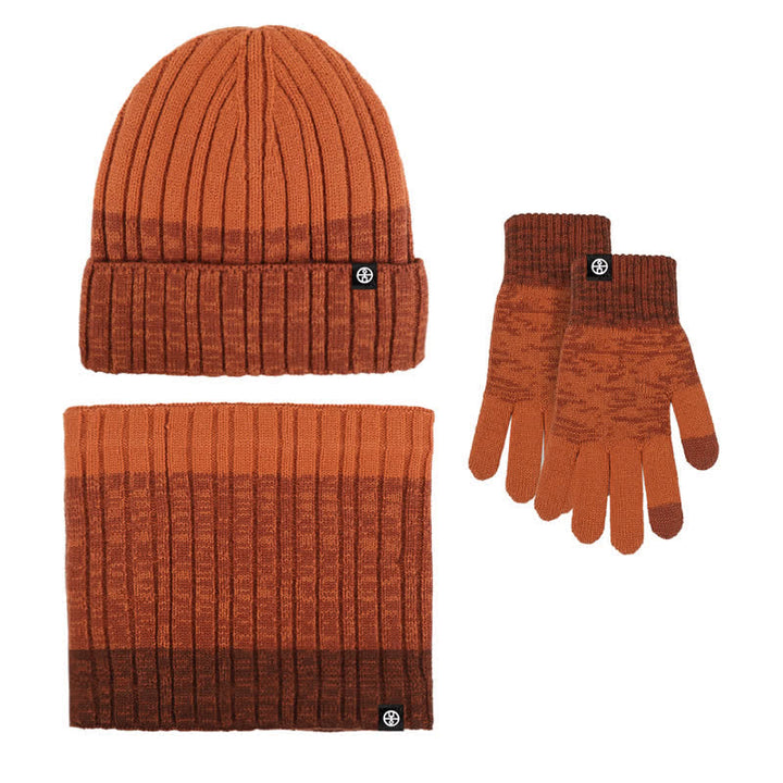 Set di 3 guanti scaldacollo e cappello abbinati con colori sfumati unisex - Caramello - Regolabile (21 1/4"-22 7/8") - image 14