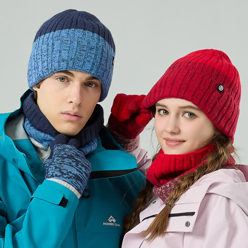 Set di 3 guanti scaldacollo e cappello abbinati con colori sfumati unisex - image 8