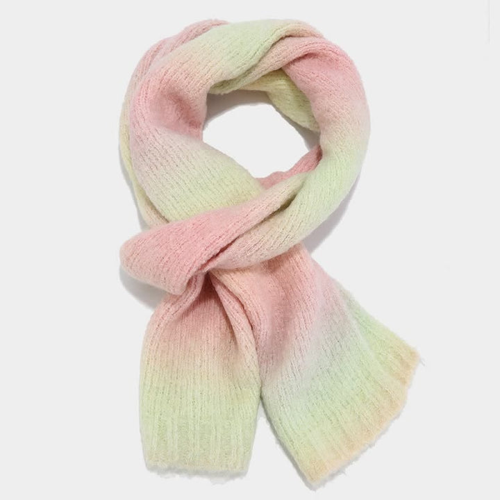 3 pezzi unisex colorato tie-dyed palla di pelliccia lavorato a maglia cappello sciarpa guanti set - image 17