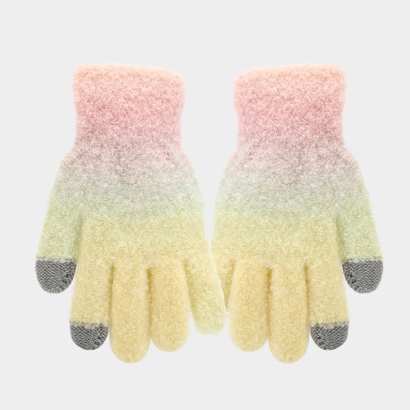 3 pezzi unisex colorato tie-dyed palla di pelliccia lavorato a maglia cappello sciarpa guanti set - image 18