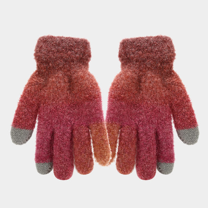 3 pezzi unisex colorato tie-dyed palla di pelliccia lavorato a maglia cappello sciarpa guanti set - image 12