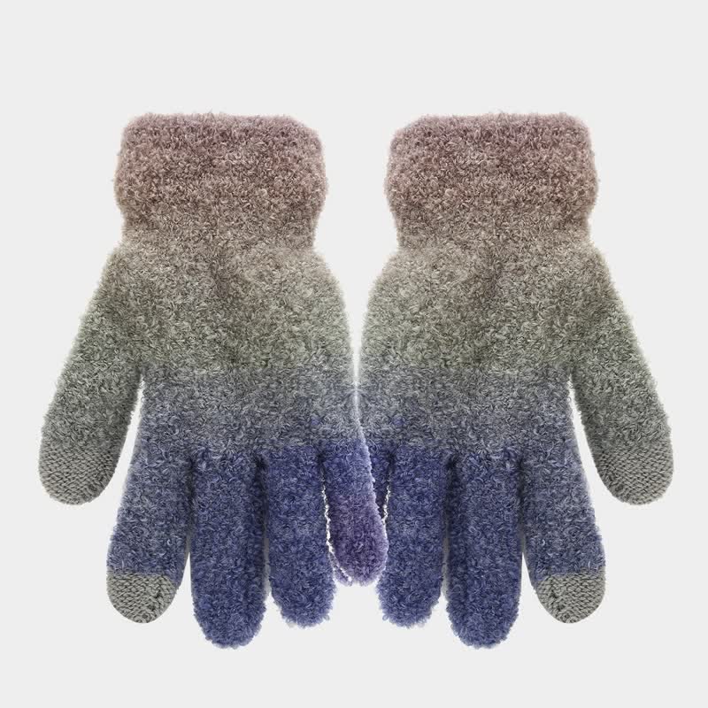3 pezzi unisex colorato tie-dyed palla di pelliccia lavorato a maglia cappello sciarpa guanti set - image 3
