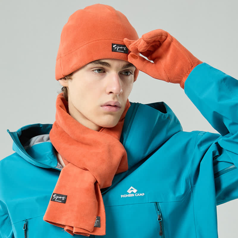 Set di 3 cappelli, sciarpe e guanti in pile polare tinta unita unisex - image 8