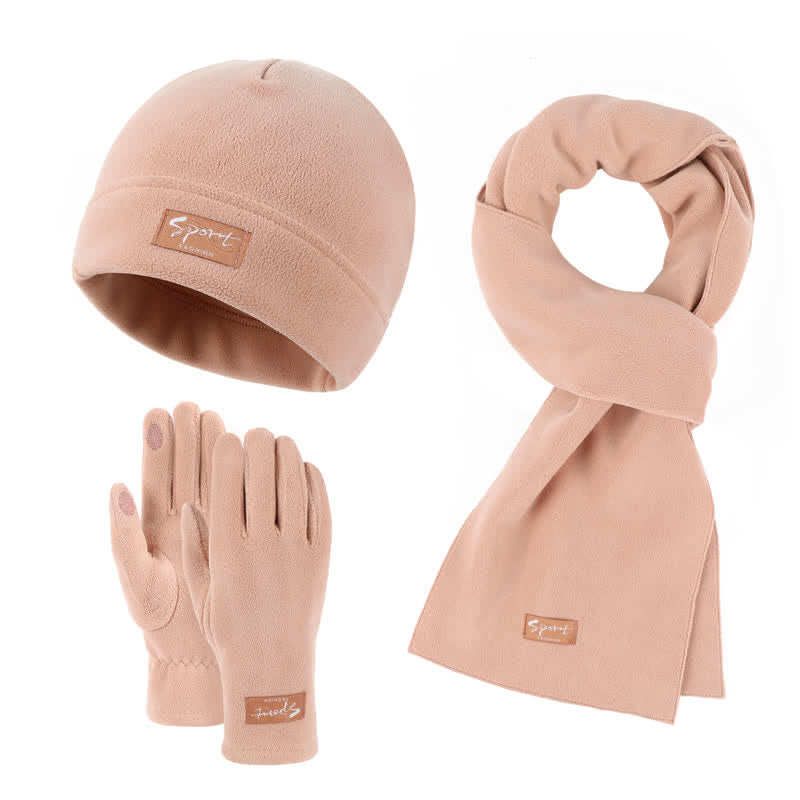 Set di 3 cappelli, sciarpe e guanti in pile polare tinta unita unisex - Rosa - Regolabile (21 1/4"-22 7/8") - image 9