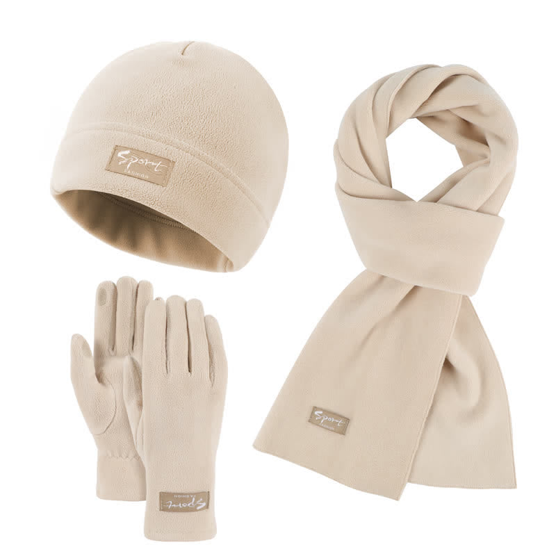 Set di 3 cappelli, sciarpe e guanti in pile polare tinta unita unisex - Avorio - Regolabile (21 1/4"-22 7/8") - image 22