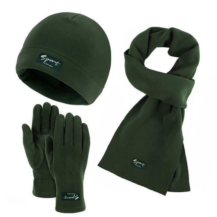 Set di 3 cappelli, sciarpe e guanti in pile polare tinta unita unisex - Verde scuro - Regolabile (21 1/4"-22 7/8") - image 23