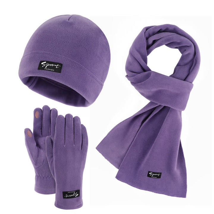 Set di 3 cappelli, sciarpe e guanti in pile polare tinta unita unisex - Viola - Regolabile (21 1/4"-22 7/8") - image 18