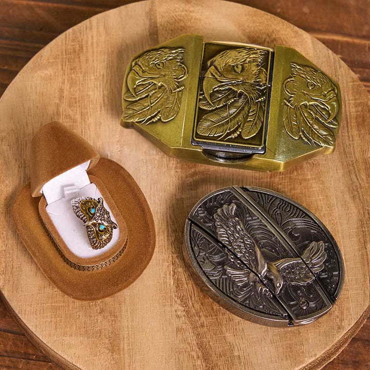 Set di anelli e fibbie per cintura con coltello nascosto fai da te a tema aquila - Aquila - Senza cintura - Cintura non inclusa - image 1