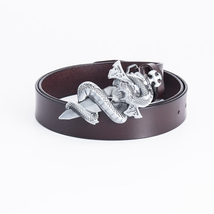 Cintura in pelle da uomo con spada da cavaliere western Snake - Marrone - 46 - image 10